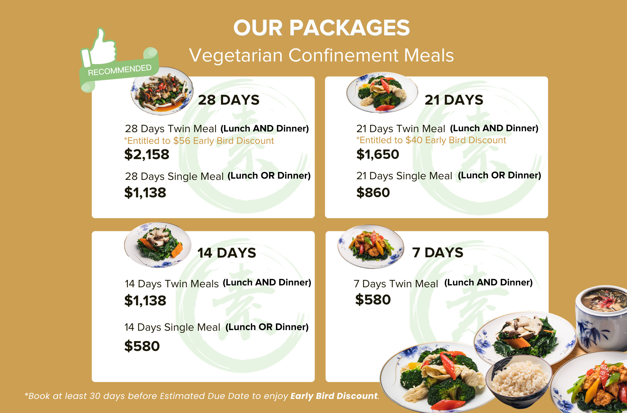 Vegetarian Pricing Packages